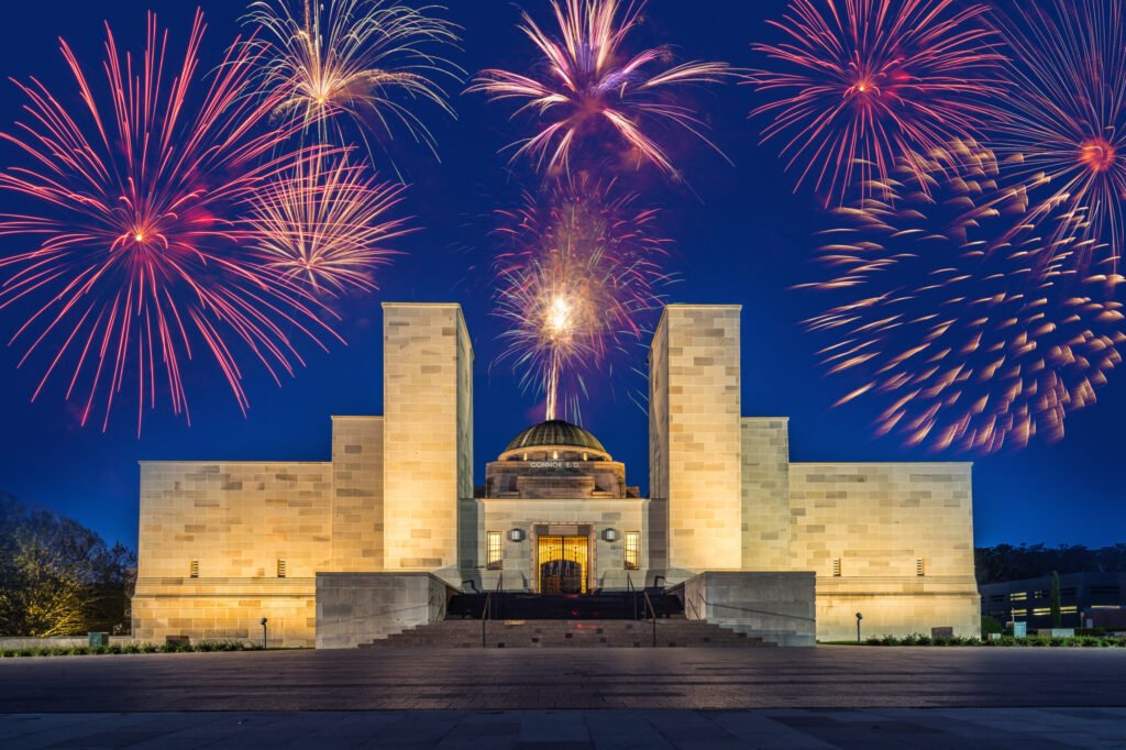 Canberra War Memorial (Australia) With Fireworks