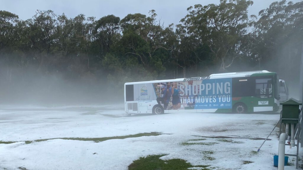 Bus Under Severe Storm